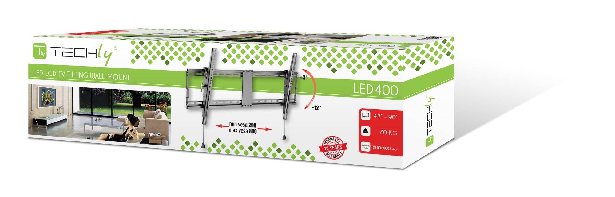 TECHly - Klammer - für LCD TV - Schwarz - Bildschirmgröße: 109.2-228.6 cm (43"-90")