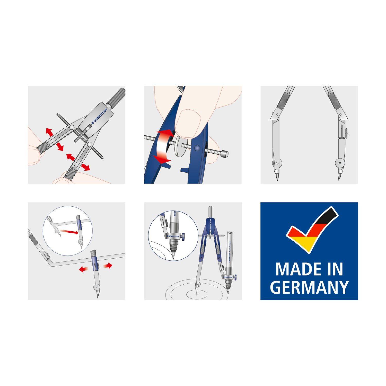 Staedtler Schnellverstellzirkel 552 01 Schnellverstellung Tastenmechanik