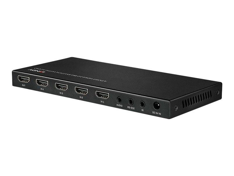 Lindy HDMI 2.0 18G Switch with Audio - Video/Audio-Schalter - 4 x HDMI - Desktop