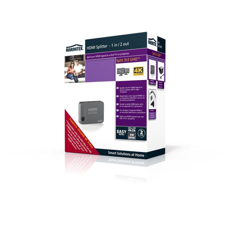 Marmitek Split 312 2 Port HDMI-Splitter 3D-Wiedergabe möglich 3840 x 2160 Pixel Silber