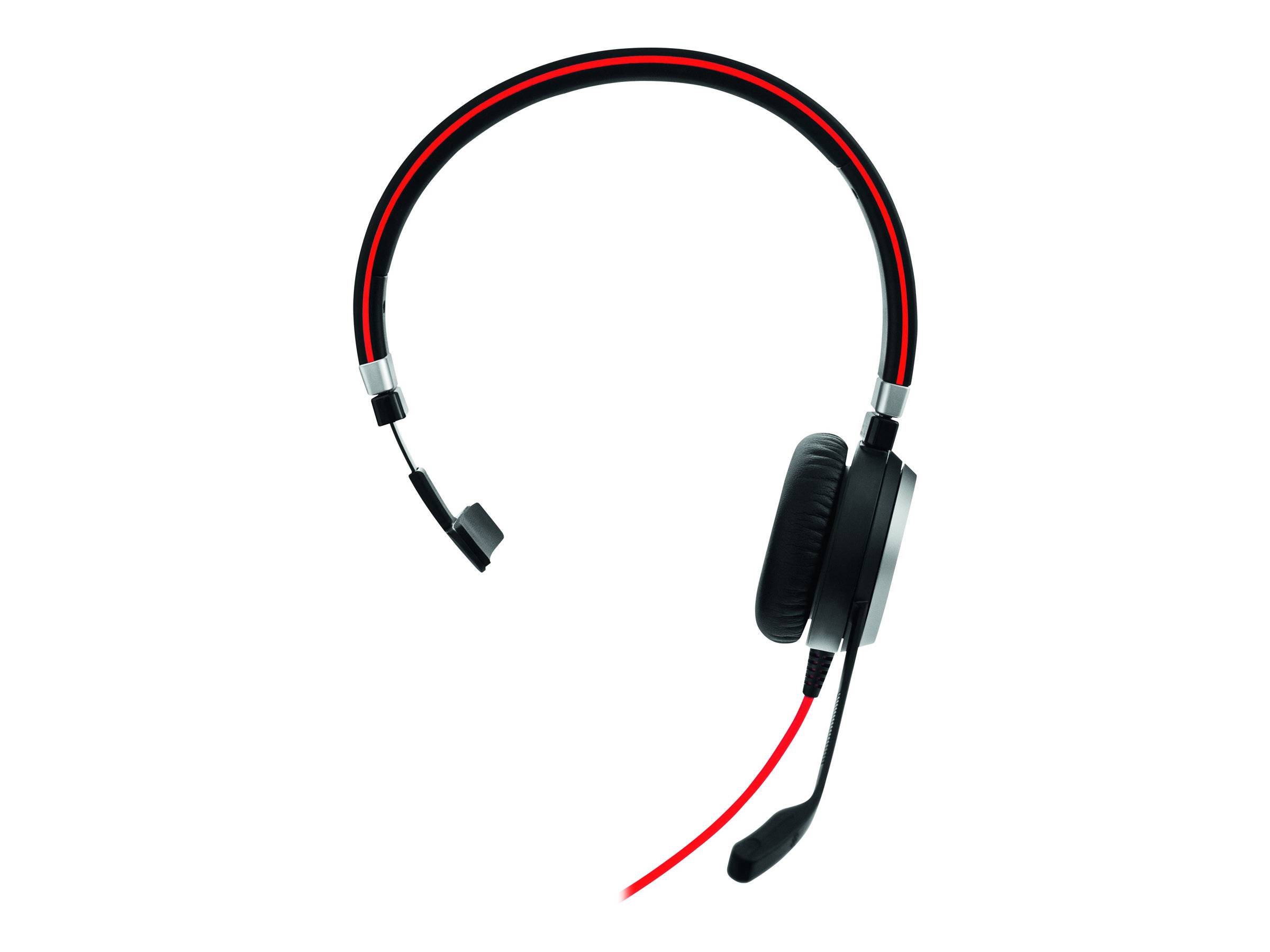 Jabra Evolve 40 MS Mono Telefon On Ear Headset kabelgebunden Stereo Schwarz, Rot Noise Cancelling Mikrofon-Stummschaltung
