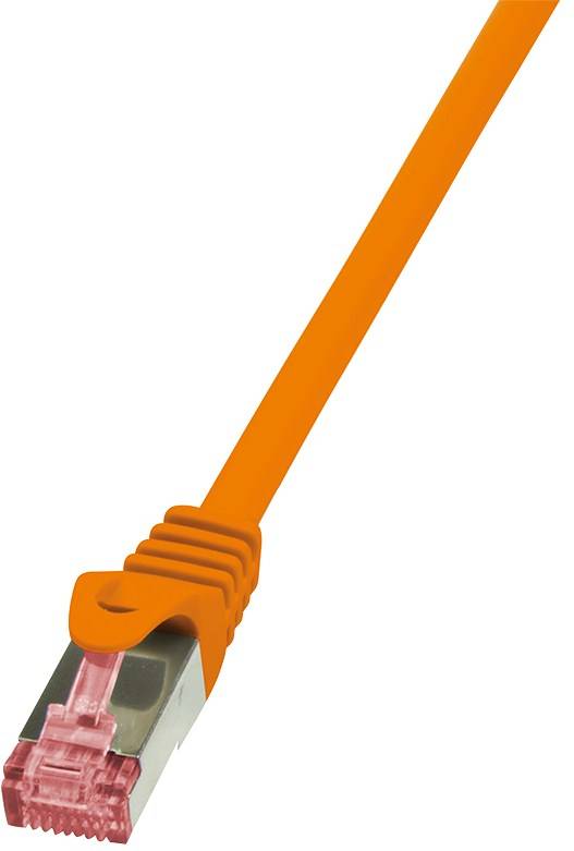LogiLink CQ2068S RJ45 Netzwerkkabel, Patchkabel CAT 6 S/FTP 3.00 m Orange Flammwidrig, mit Rastnasenschutz 1 St.