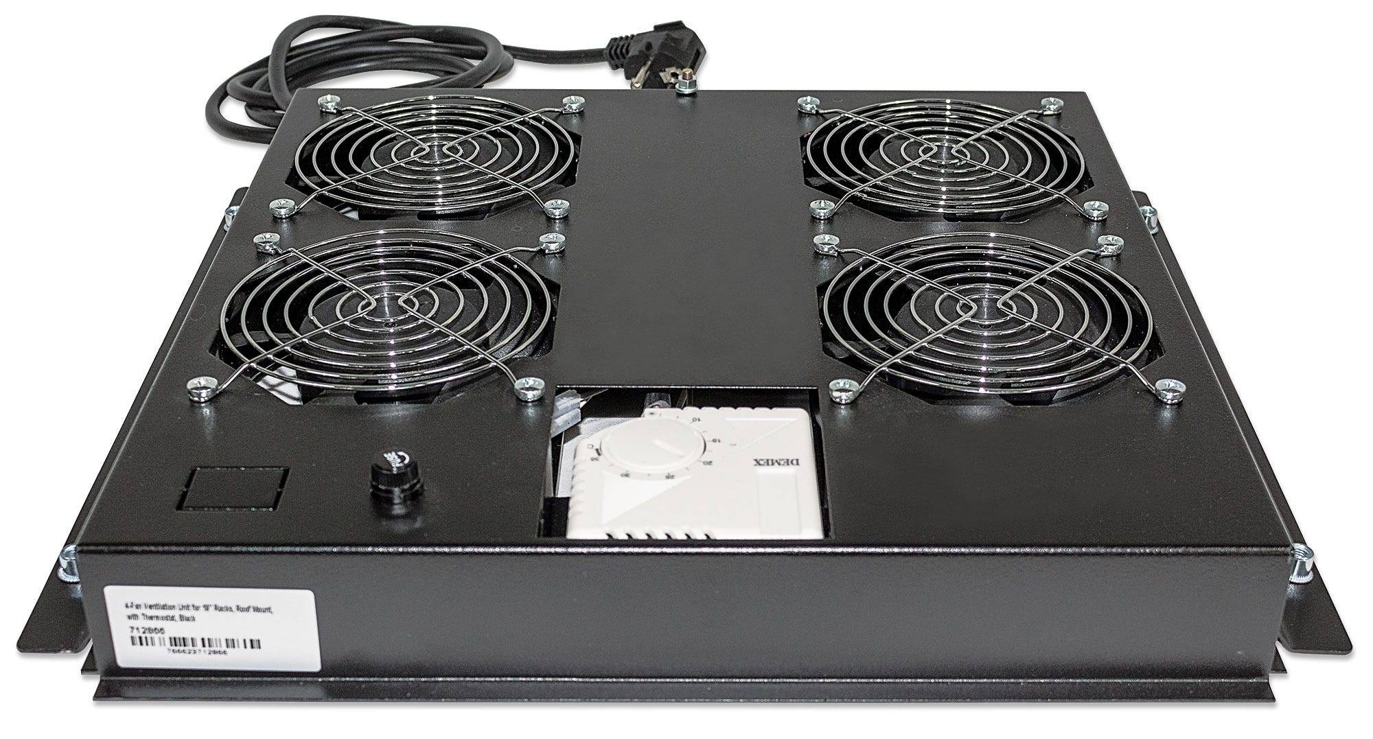 Intellinet 712866 19 Zoll 4 x Netzwerkschrank-Lüfter 1 HE Schwarz