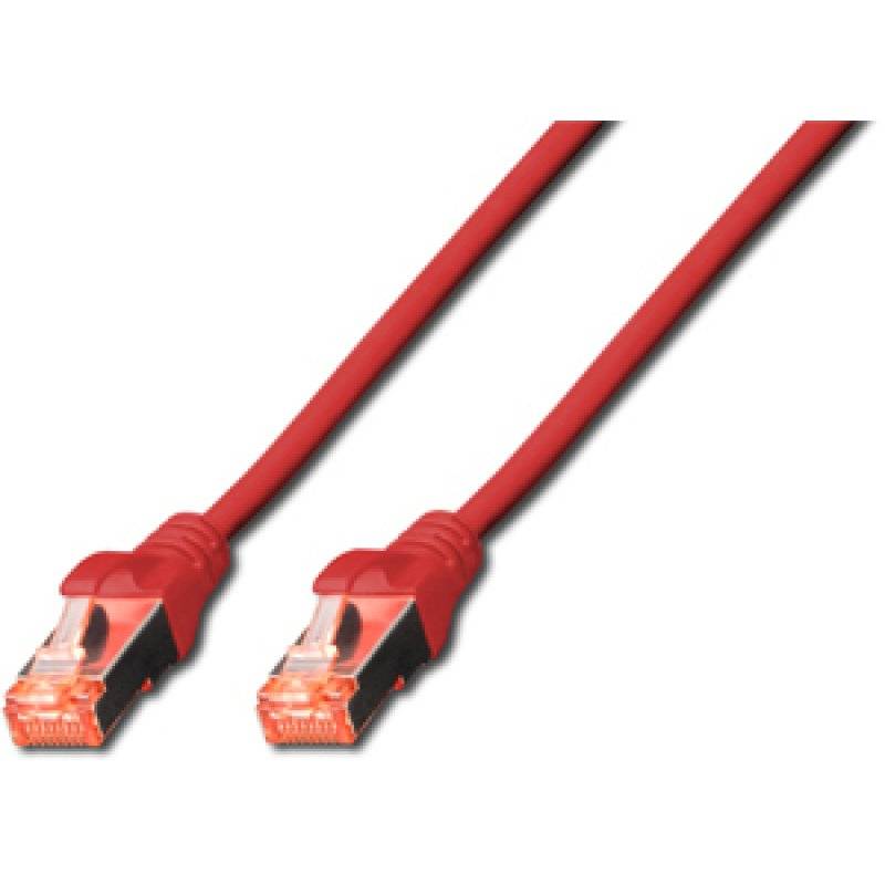 Digitus DK-1644-005/R RJ45 Netzwerkkabel, Patchkabel CAT 6 S/FTP 0.50 m Rot Halogenfrei, verdrillte Paare, mit Rastnasenschutz, Flammwidrig 1 St.
