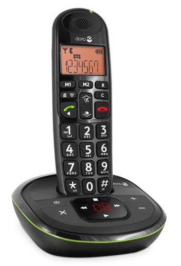 doro PhoneEasy 105wr Schnurloses Seniorentelefon Optische Anrufsignalisierung, Anrufbeantworter Beleuchtetes Display Schwarz
