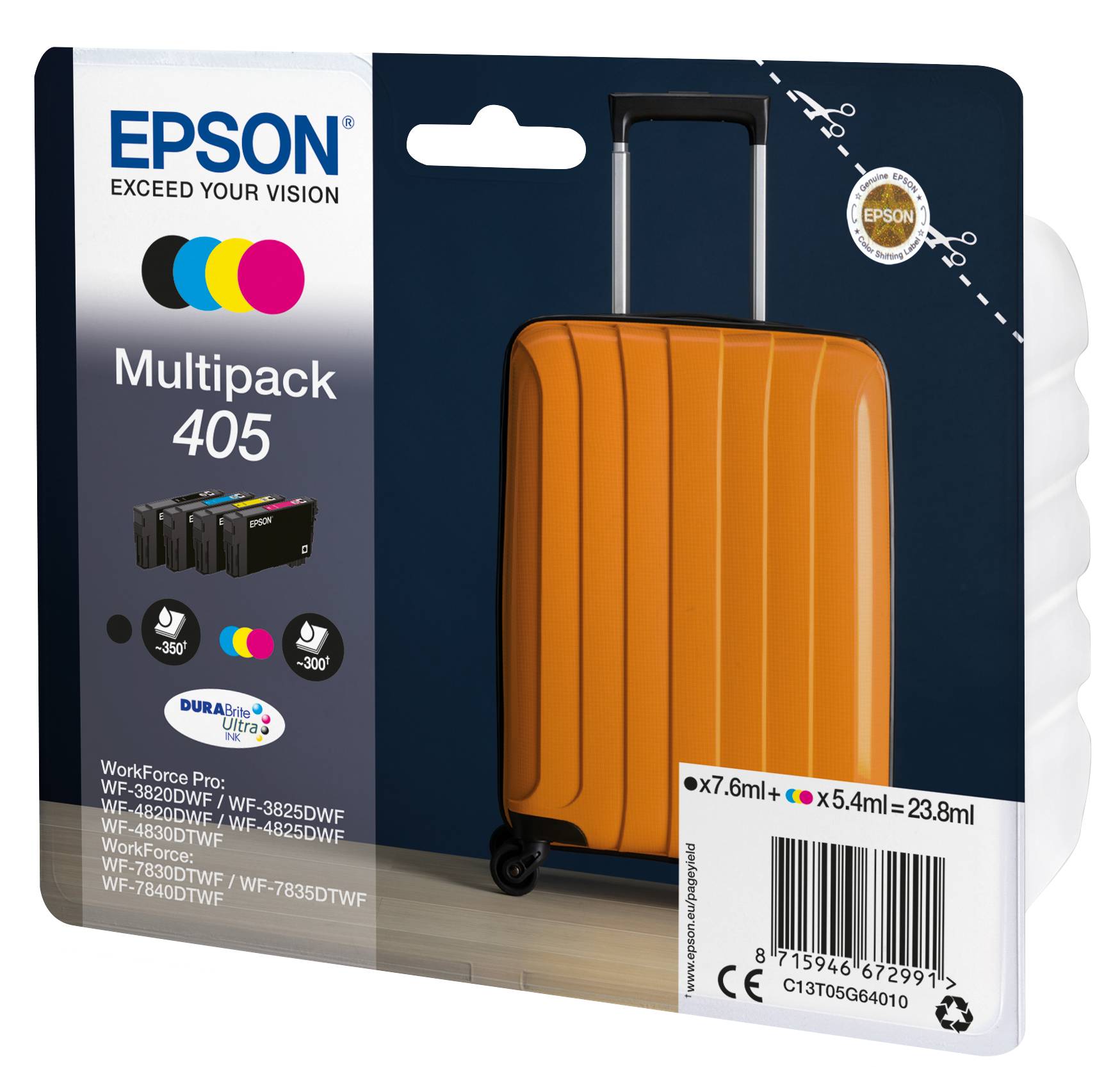 Epson Druckerpatrone T05G6, 405 Original Kombi-Pack Schwarz, Gelb, Cyan, Magenta C13T05G64010
