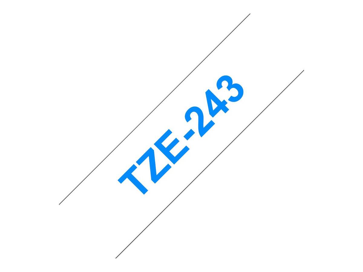 Schriftband Brother TZe TZe-243 Bandfarbe: Weiß Schriftfarbe:Blau 18 mm 8 m