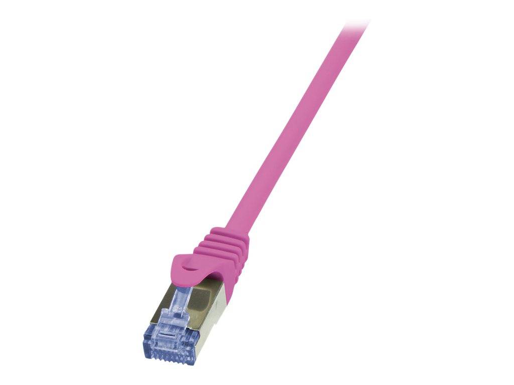 LogiLink CQ3099S RJ45 Netzwerkkabel, Patchkabel CAT 6a S/FTP 10.00 m Pink Flammwidrig, mit Rastnasenschutz 1 St.