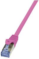 LogiLink CQ3039S RJ45 Netzwerkkabel, Patchkabel CAT 6a S/FTP 1.00 m Pink Flammwidrig, mit Rastnasenschutz 1 St.
