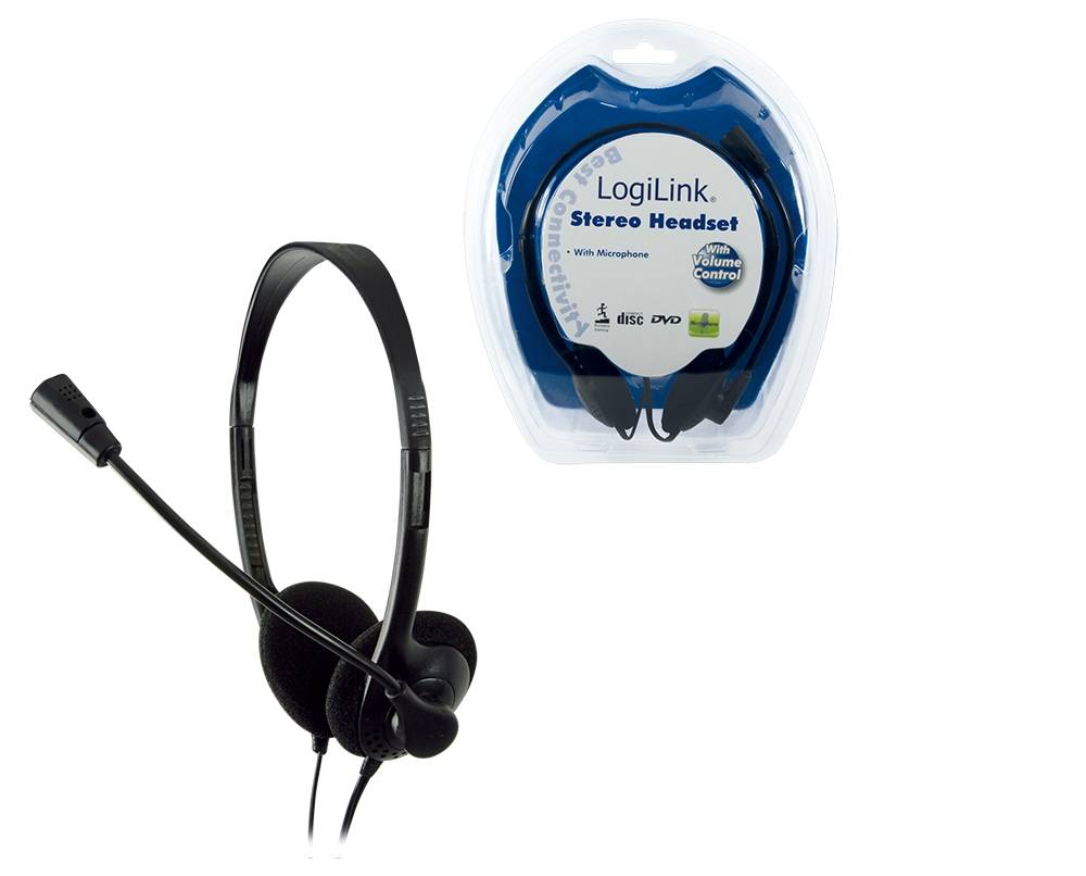 LogiLink HS0001 Computer On Ear Headset kabelgebunden Stereo Schwarz Lautstärkeregelung