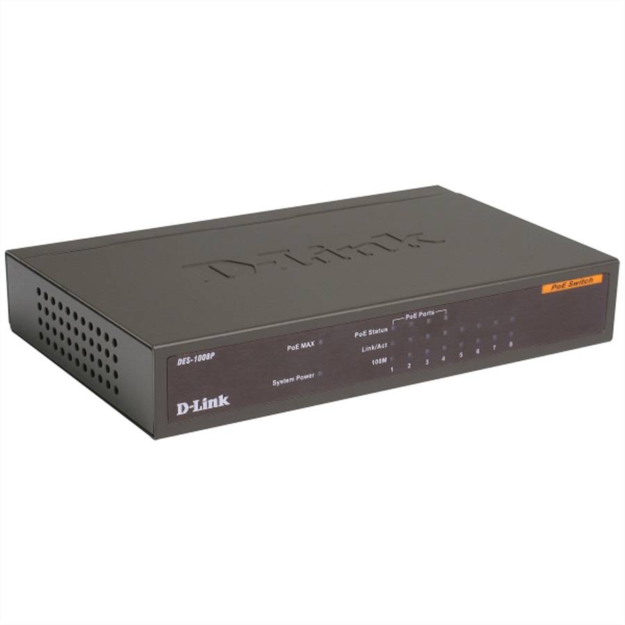 D-Link DES-1008PA Netzwerk Switch 8 Port 100 MBit/s PoE-Funktion