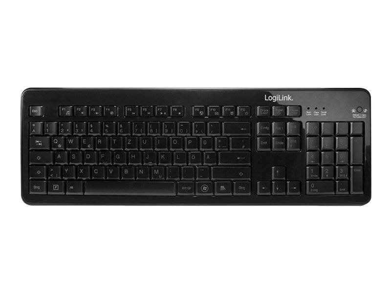 LogiLink ID0138 USB Tastatur Deutsch, QWERTZ Schwarz Beleuchtet
