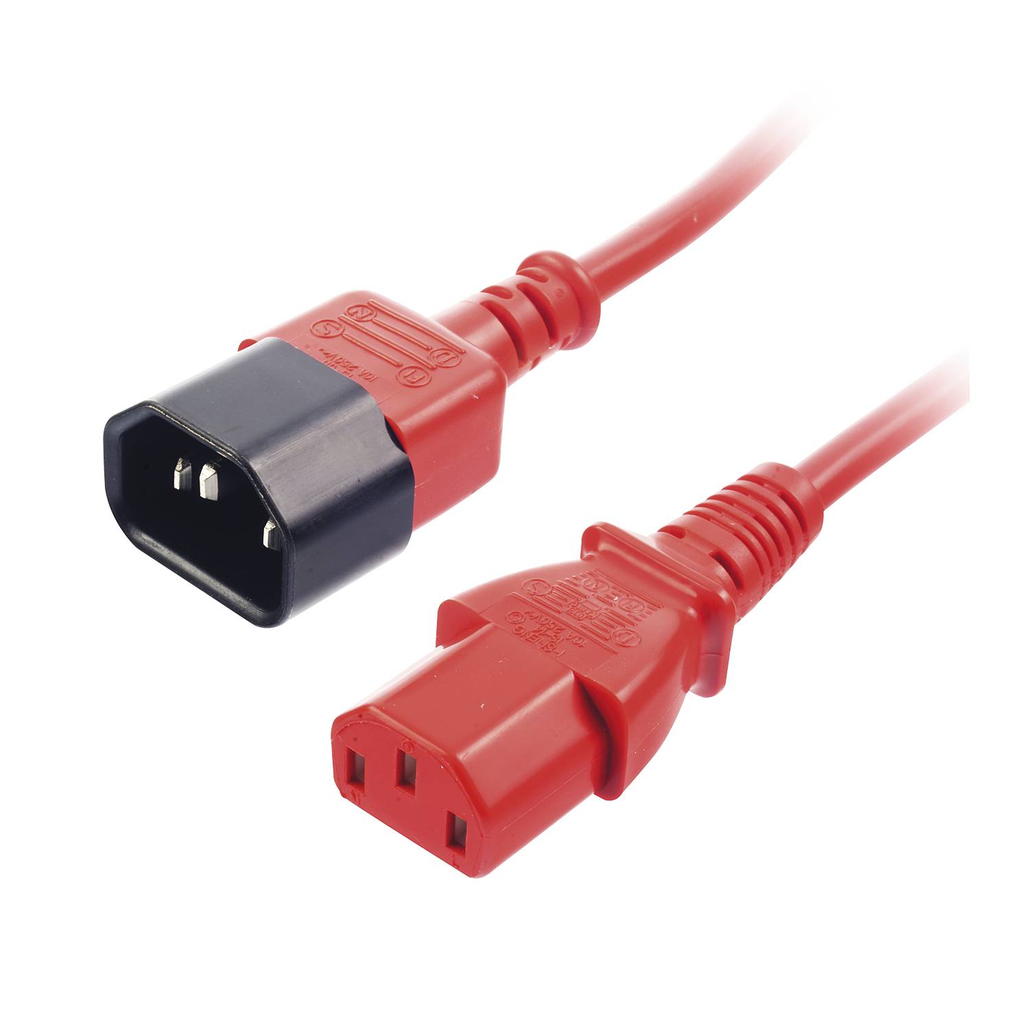 LINDY Strom Verlängerungskabel [1x Kaltgeräte-Stecker C14 - 1x Kaltgeräte-Buchse C13] 1.00 m Rot