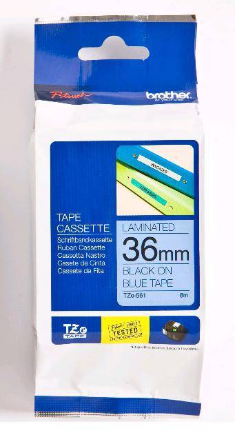 Schriftband Brother TZe TZe-561 Bandfarbe: Blau Schriftfarbe:Schwarz 36 mm 8 m