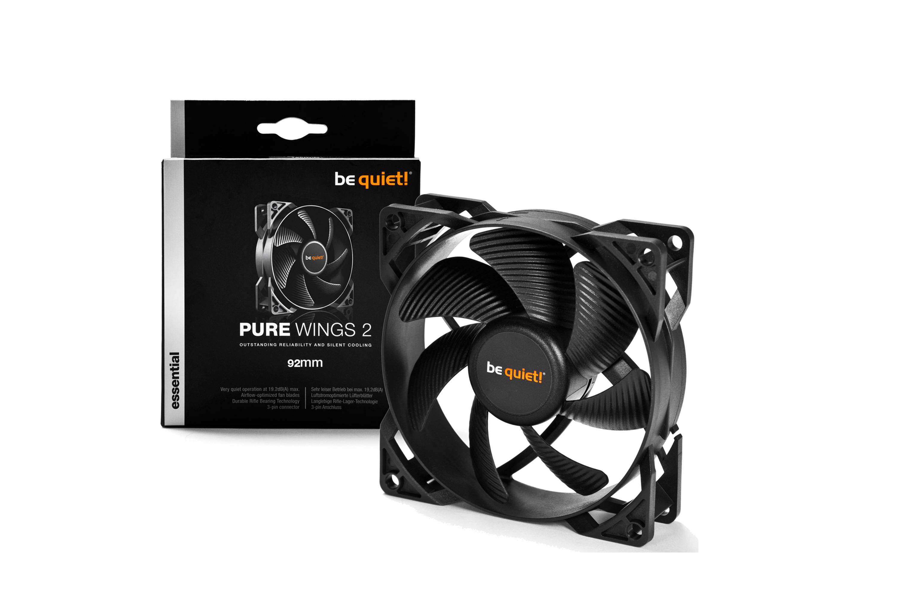 BeQuiet Pure Wings 2 PC-Gehäuse-Lüfter Schwarz (B x H x T) 92 x 92 x 25 mm