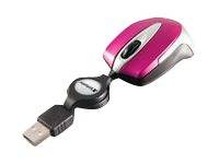 Verbatim Go Mini Maus USB Optisch Pink 3 Tasten 1000 dpi mit Kabelroller