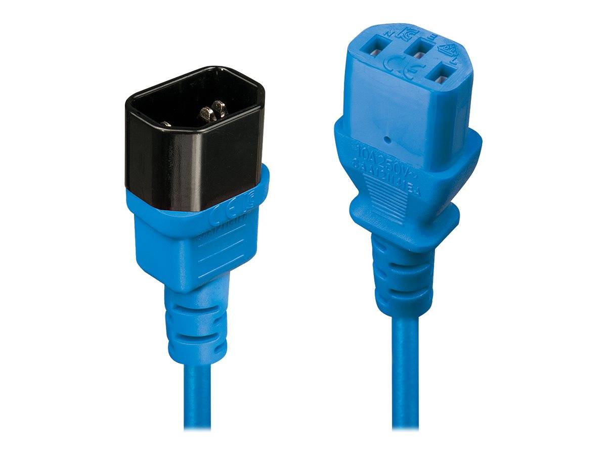 LINDY Strom Verlängerungskabel [1x Kaltgeräte-Stecker C14 - 1x Kaltgeräte-Buchse C13] 1.00 m Blau