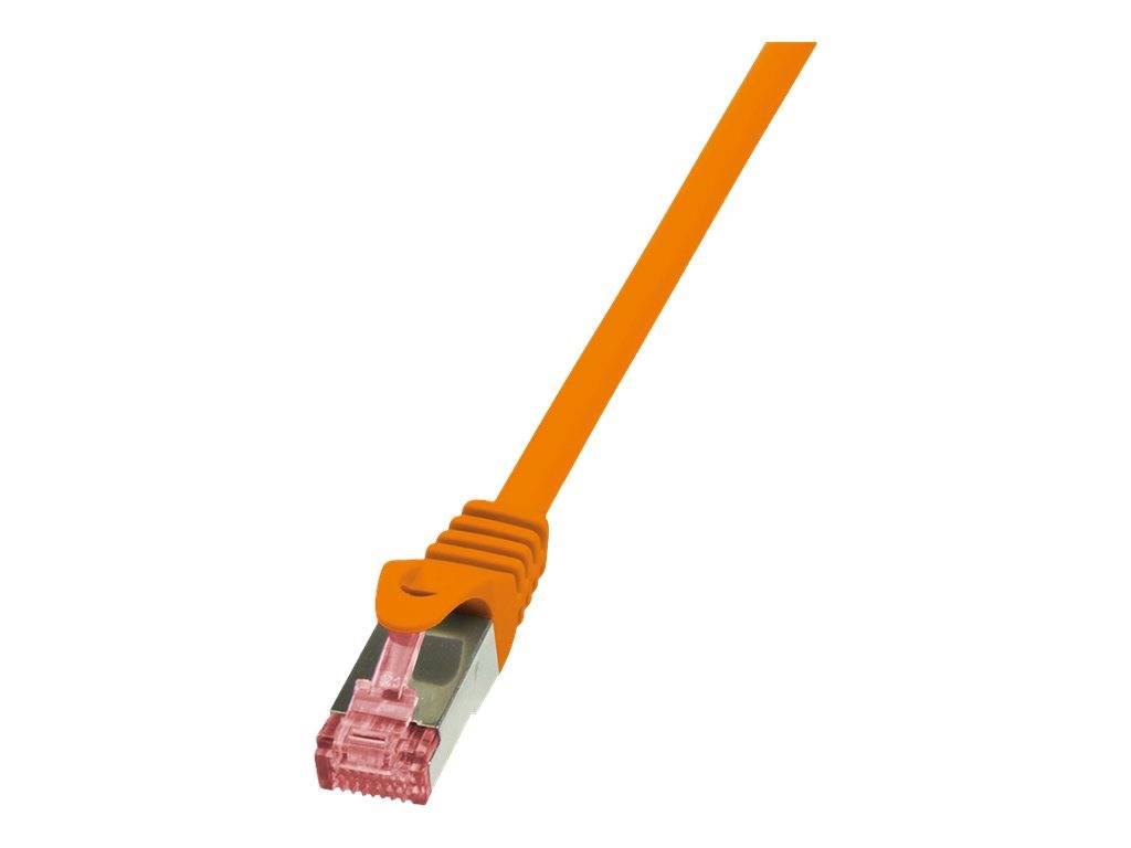 LogiLink CQ2058S RJ45 Netzwerkkabel, Patchkabel CAT 6 S/FTP 2.00 m Orange Flammwidrig, mit Rastnasenschutz 1 St.