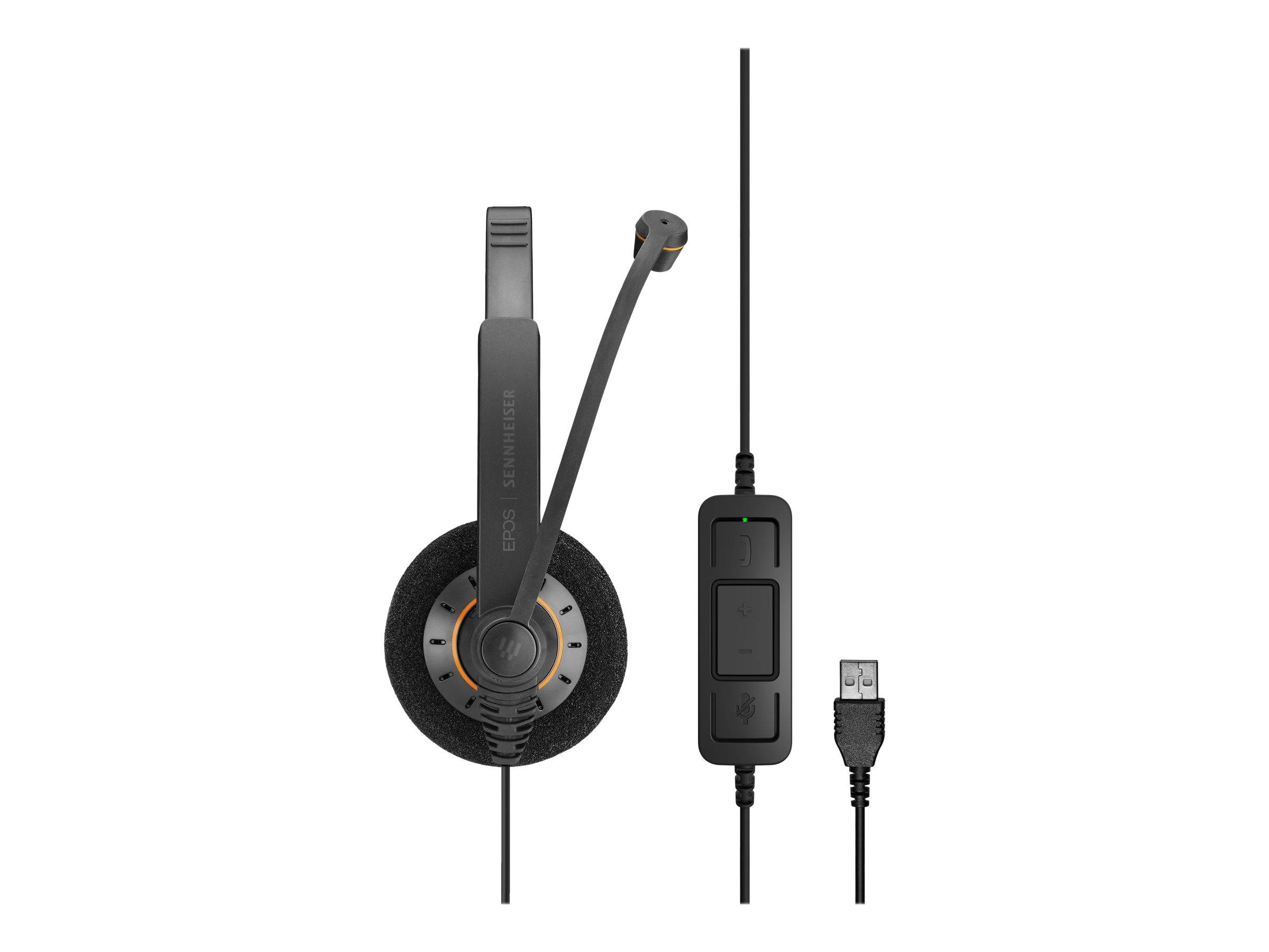 EPOS Impact SC 60 USB ML Telefon On Ear Headset kabelgebunden Stereo Schwarz Mikrofon-Rauschunterdrückung, Noise Cancelling Lautstärkeregelung, Mik