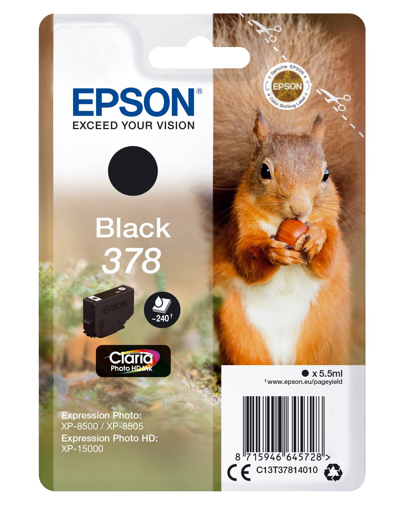 Epson Druckerpatrone T3781, 378 Original Schwarz C13T37814010