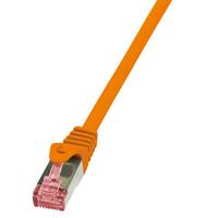 LogiLink CQ2018S RJ45 Netzwerkkabel, Patchkabel CAT 6 S/FTP 0.25 m Orange Flammwidrig, mit Rastnasenschutz 1 St.