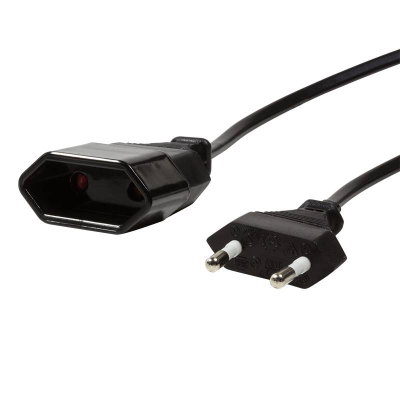 LogiLink Netzkabelverlängerung, Eurostecker auf -buchse, 1m, schwarz