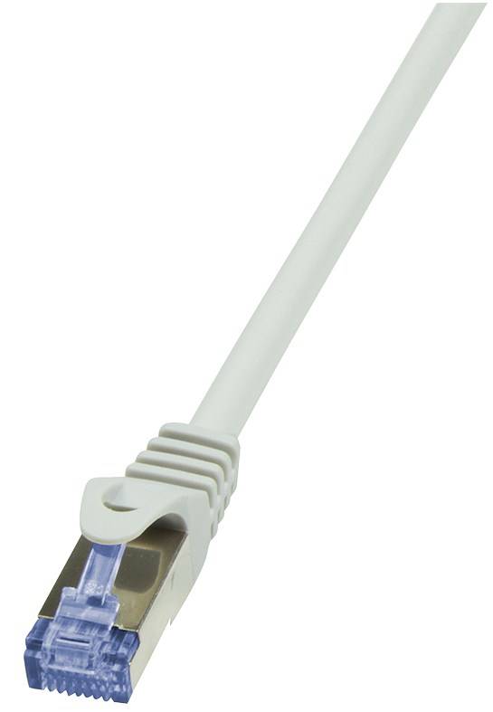 LogiLink CQ3042S RJ45 Netzwerkkabel, Patchkabel CAT 6a S/FTP 1.50 m Grau Flammwidrig, mit Rastnasenschutz 1 St.