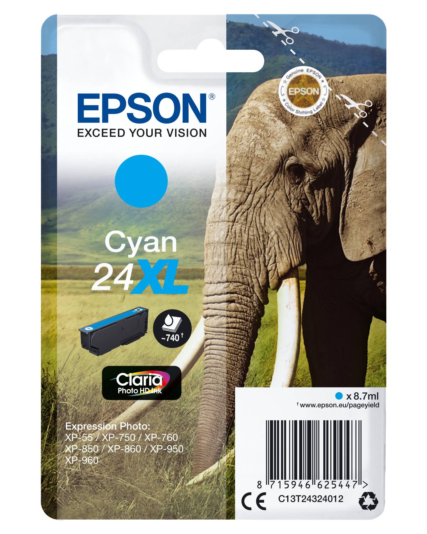 Epson Druckerpatrone T2432, 24XL Original Cyan C13T24324012