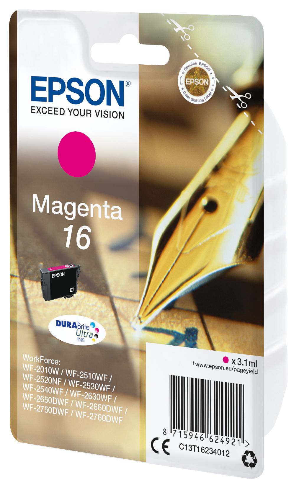 Epson Druckerpatrone T1623, 16 Original Magenta C13T16234012