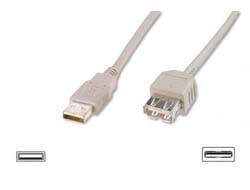 Digitus USB-Kabel USB 2.0 USB-A Stecker, USB-A Buchse 1.80 m Beige AK-300202-018-E