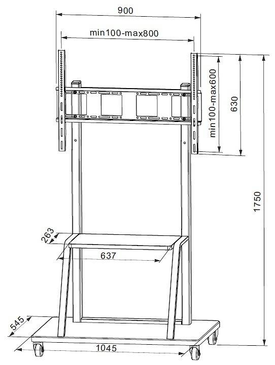 TECHly ICA-TR30 TV-Rollwagen 139,7cm (55") - 254,0cm (100") Starr
