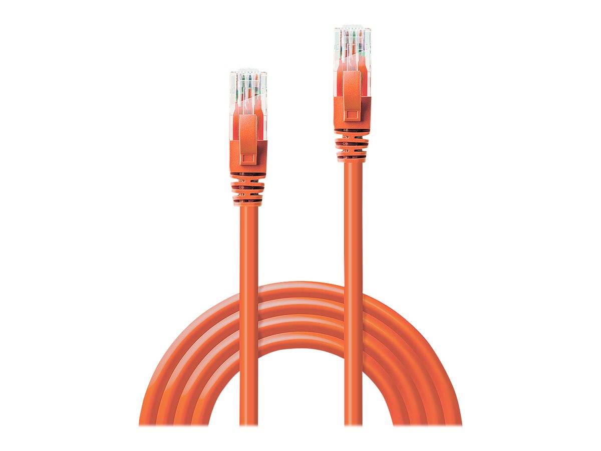 LINDY 48106 RJ45 Netzwerkkabel, Patchkabel CAT 6 U/UTP 0.50 m Orange mit Rastnasenschutz 1 St.