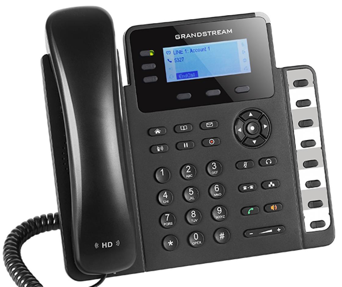 Grandstream SIP GXP-1630 Entry High-End Schnurgebundenes Telefon, VoIP PoE LC-Display Schwarz