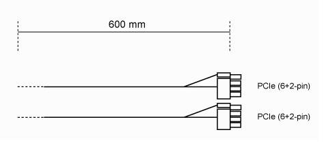 BeQuiet Computer, Strom Kabel [2x ATX-Stecker 8pol. (6+2) - 1x 12 PIN-Stecker (Netzteil)] 0.60 m Schwarz