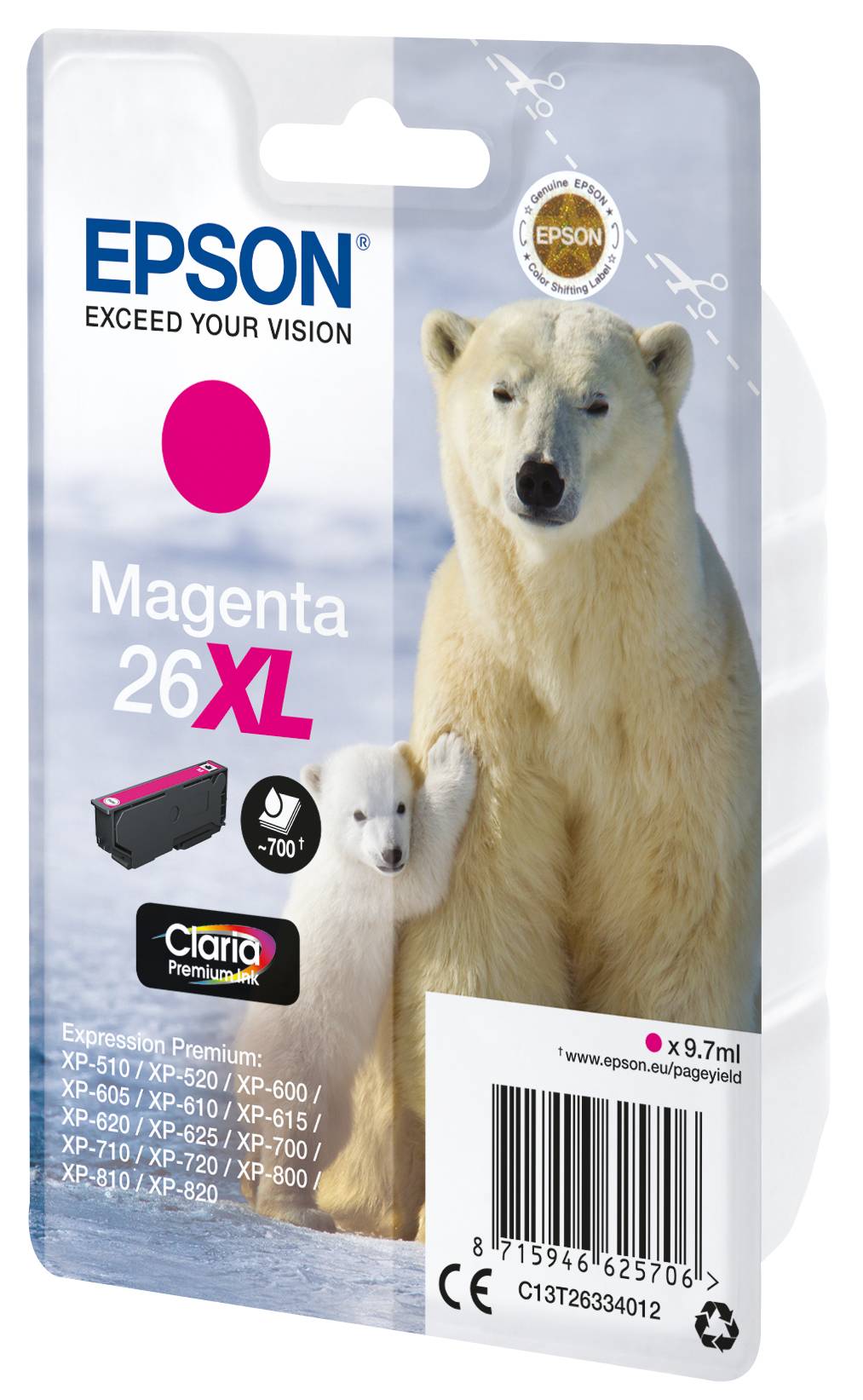 Epson Druckerpatrone T2633, 26XL Original Magenta C13T26334012