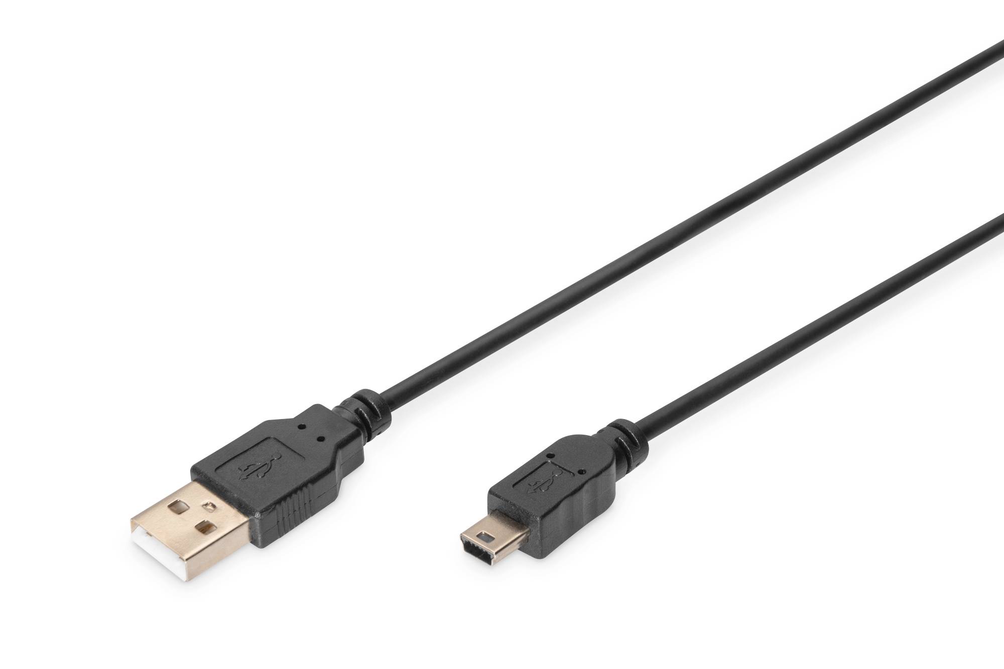 Digitus USB-Kabel USB 2.0 USB-A Stecker, USB-Mini-B Stecker 1.00 m Schwarz Rund, doppelt geschirmt AK-300130-010-S