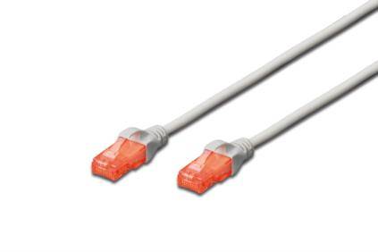 Digitus DK-1612-020 RJ45 Patchkabel CAT 6 U/UTP 2.00m Grau mit Rastnasenschutz, mit Knickschutztülle