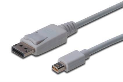 Digitus Mini-DisplayPort / DisplayPort Adapterkabel Mini DisplayPort Stecker, DisplayPort Stecker 3.00 m Weiß AK-340102-030-W DisplayPort-Kabel