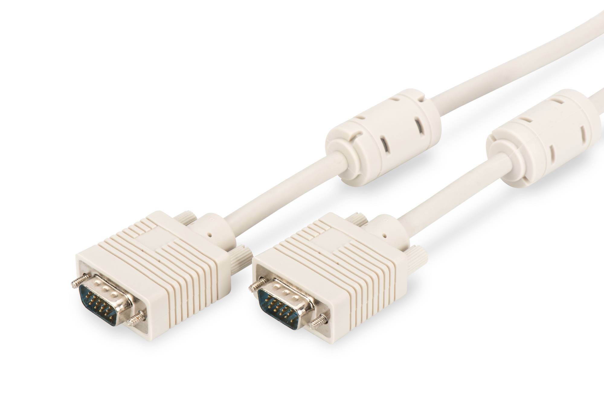 Digitus VGA Anschlusskabel VGA 15pol. Stecker, VGA 15pol. Stecker 3.00 m Grau AK-310103-030-E schraubbar, mit Ferritkern VGA-Kabel