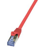 LogiLink CQ3014S RJ45 Netzwerkkabel, Patchkabel CAT 6a S/FTP 0.25 m Rot Flammwidrig, mit Rastnasenschutz 1 St.