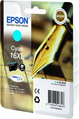Epson Druckerpatrone T1632, 16XL Original Cyan C13T16324012