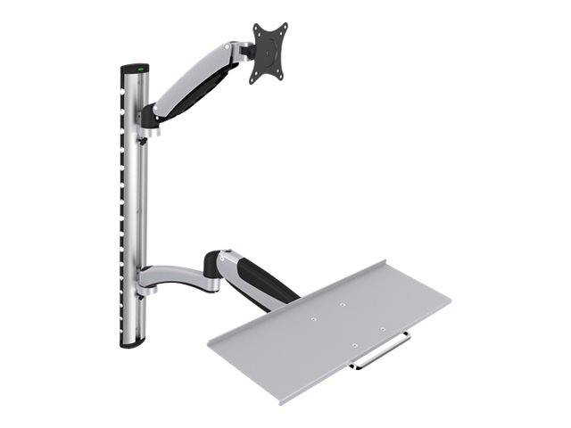 Digitus Monitor-Wandhalterung DA-90354 1 Display(s) 38,1cm (15") - 68,6cm (27") Schwarz, Silber Höhenverstellbar, Tastaturablage