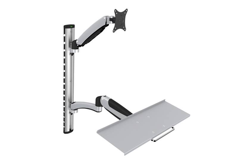 Digitus Monitor-Wandhalterung DA-90354 1 Display(s) 38,1cm (15") - 68,6cm (27") Schwarz, Silber Höhenverstellbar, Tastaturablage