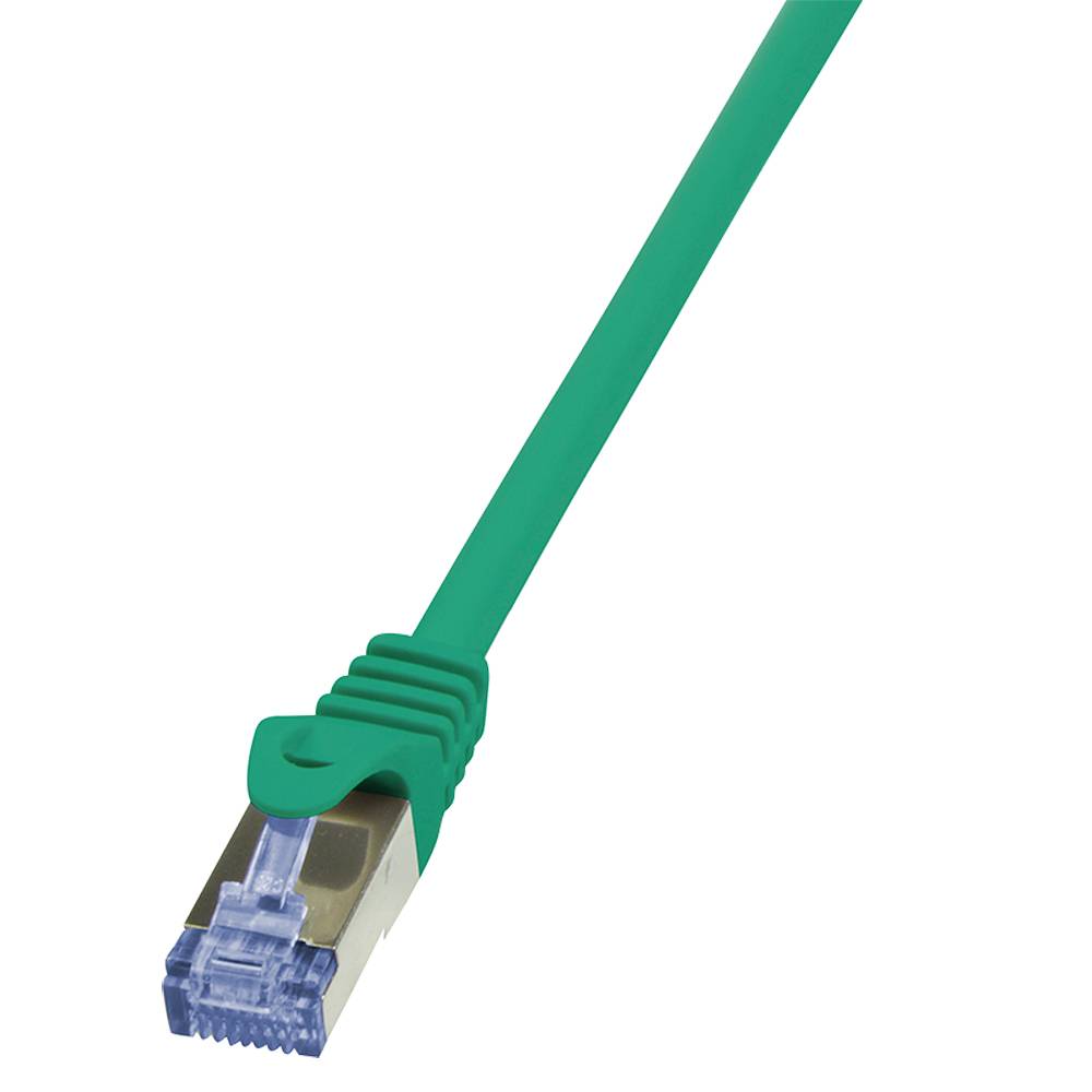 LogiLink CQ3055S RJ45 Netzwerkkabel, Patchkabel CAT 6a S/FTP 2.00 m Grün Flammwidrig, mit Rastnasenschutz 1 St.