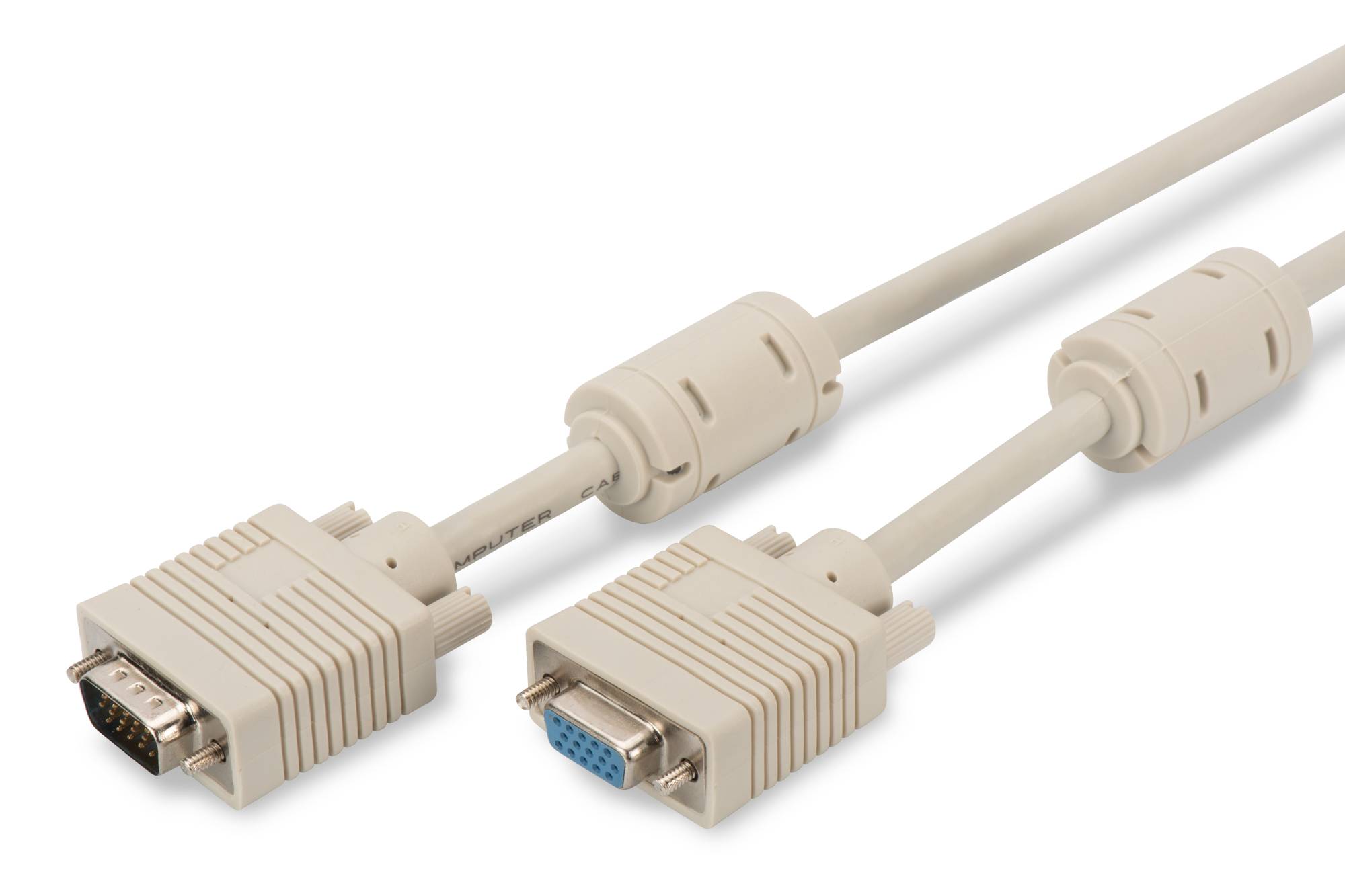 Digitus VGA Verlängerungskabel VGA 15pol. Stecker, VGA 15pol. Buchse 3.00 m Grau AK-310203-030-E schraubbar, mit Ferritkern VGA-Kabel