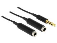 Delock 65575 Klinke Audio Y-Kabel [1x Klinkenstecker 3.5 mm - 2x Klinkenbuchse 3.5 mm] 25.00 cm Schwarz