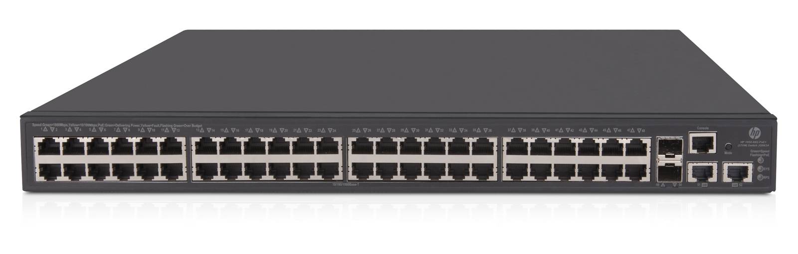 HPE 1950-48G-2SFP+-2XGT-PoE+ - Switch - L3 - managed - 48 x 10/100/1000 (PoE+) + 2 x 10 Gigabit Ethernet / 1 Gigabit Ethernet SFP+ + 2 x 10Gb