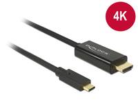 Delock USB-C® / HDMI Adapterkabel USB-C® Stecker, HDMI-A Stecker 1.00 m Schwarz 85258 vergoldete Steckkontakte USB-C®-Displaykabel