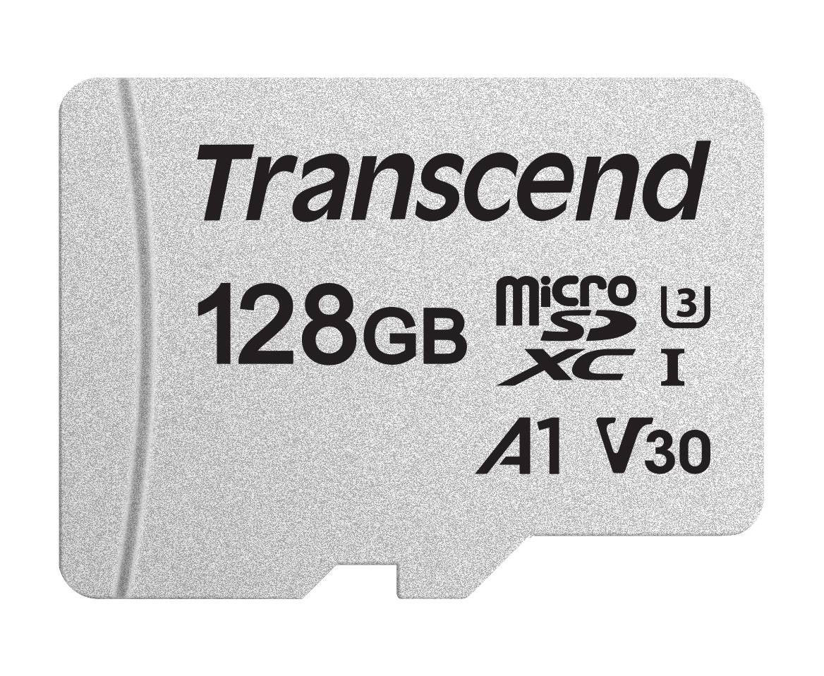 Transcend Premium 300S microSDXC-Karte 128GB Class 10, UHS-I, UHS-Class 3, v30 Video Speed Class, A1 Application Performance Class