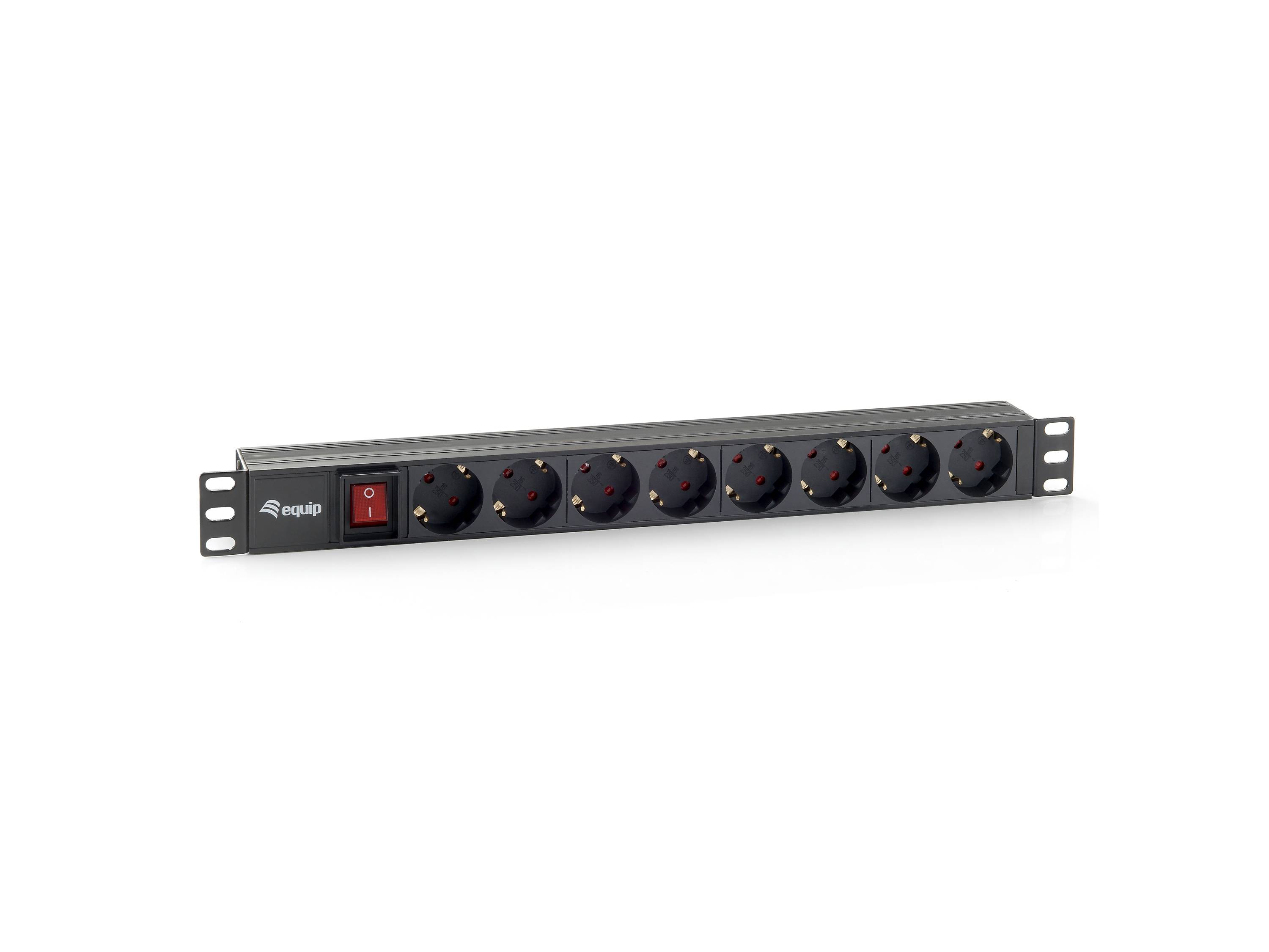 Equip 19 Steckdosenleiste CEE7/7 90°->8xSchuko+Switch Pla. Multimedia-Technik Steckdosenleisten